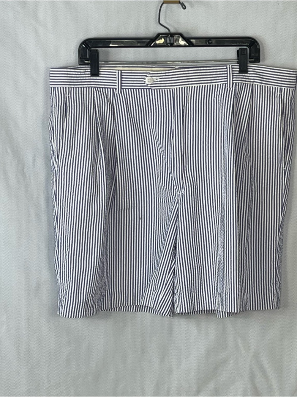 Alvin-Dennis Berle Shorts Blue & White Seersucker Hand & Back Pockets 38👍